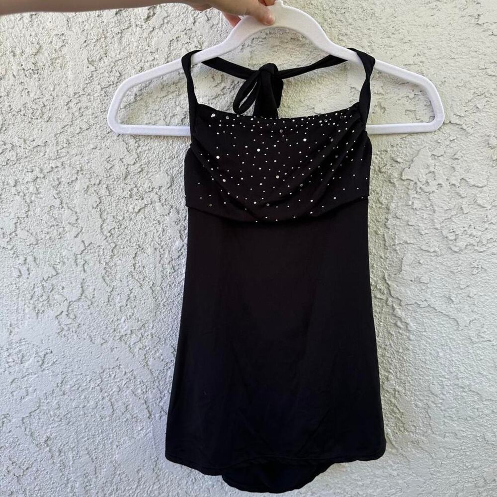 Y2k black rhinestone halter top